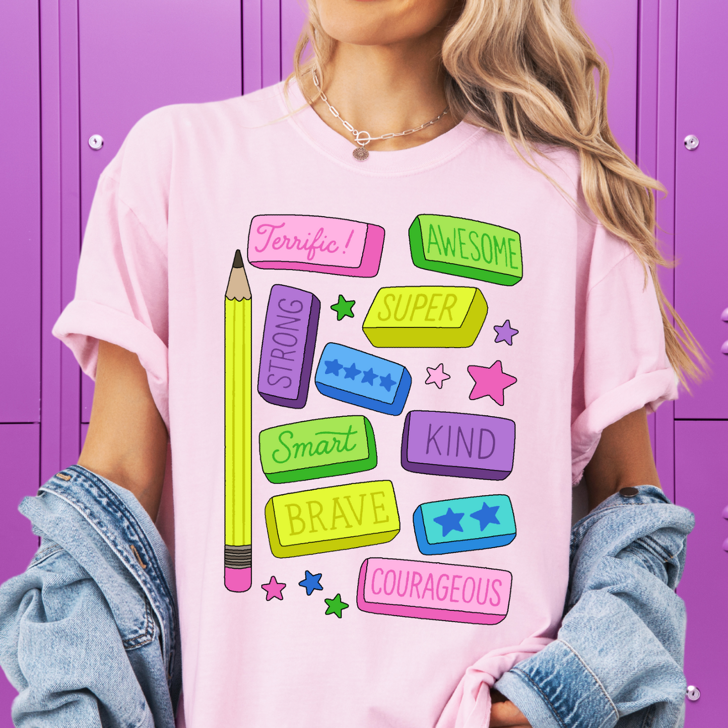 Positive Pencil Eraser Affirmations Graphic Tee