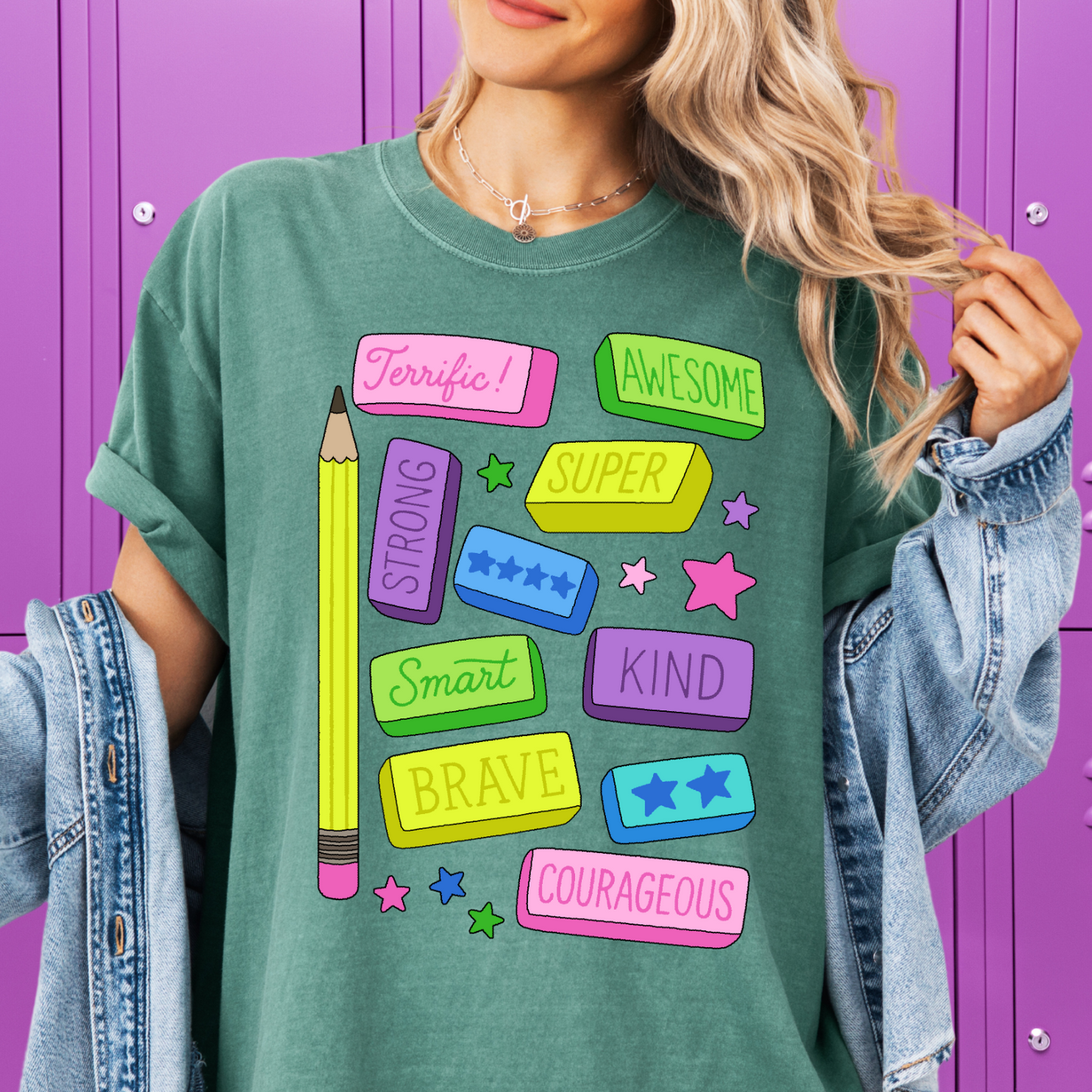 Positive Pencil Eraser Affirmations Graphic Tee