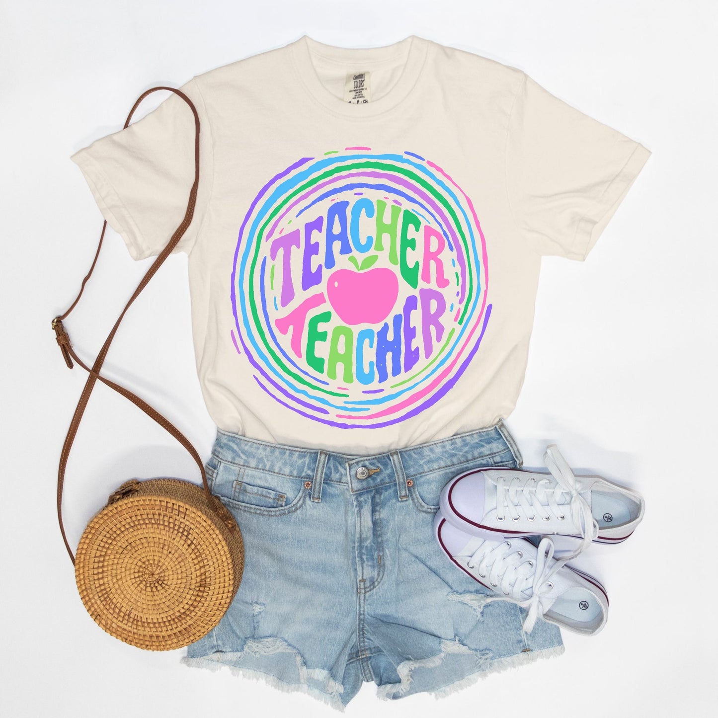 Teacher Teacher Ripple Graphic Tee (Brights)