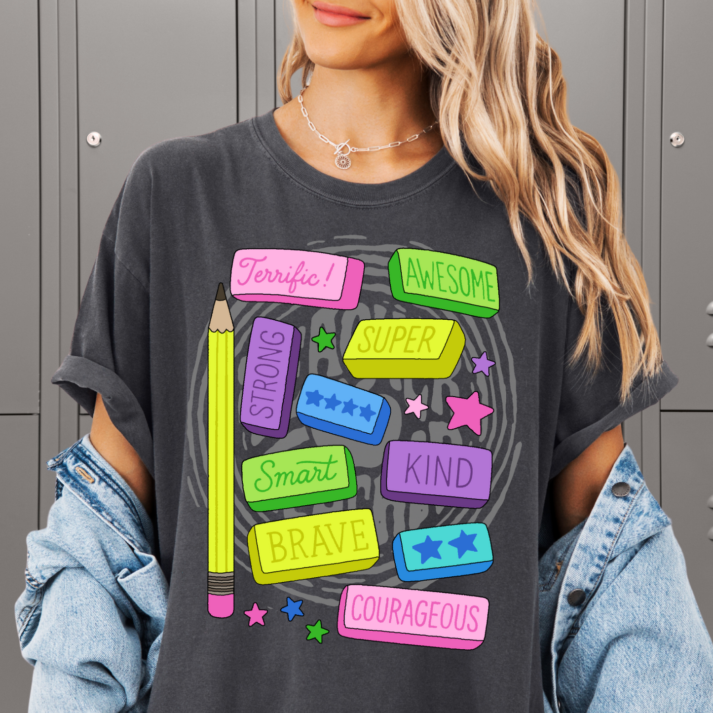 Positive Pencil Eraser Affirmations Graphic Tee