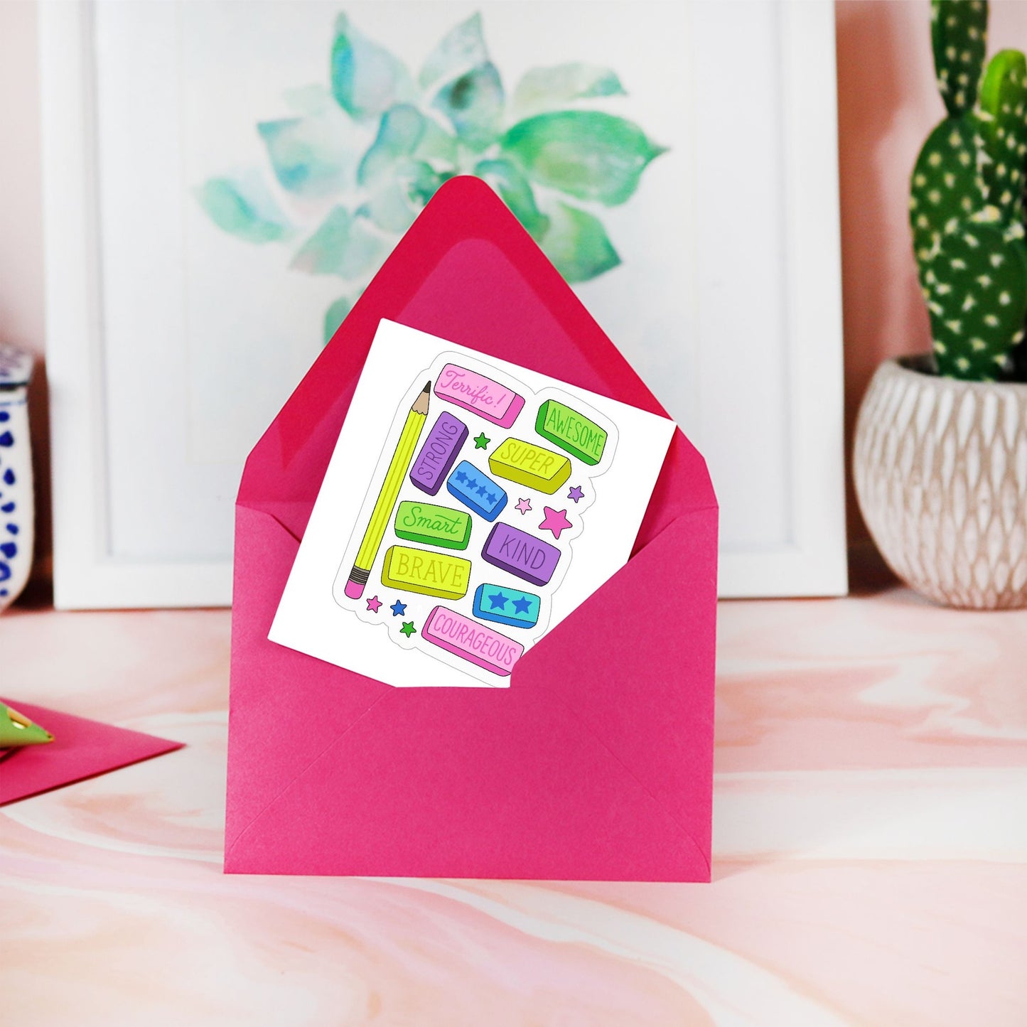 Positive Pencil Eraser Affirmations Sticker