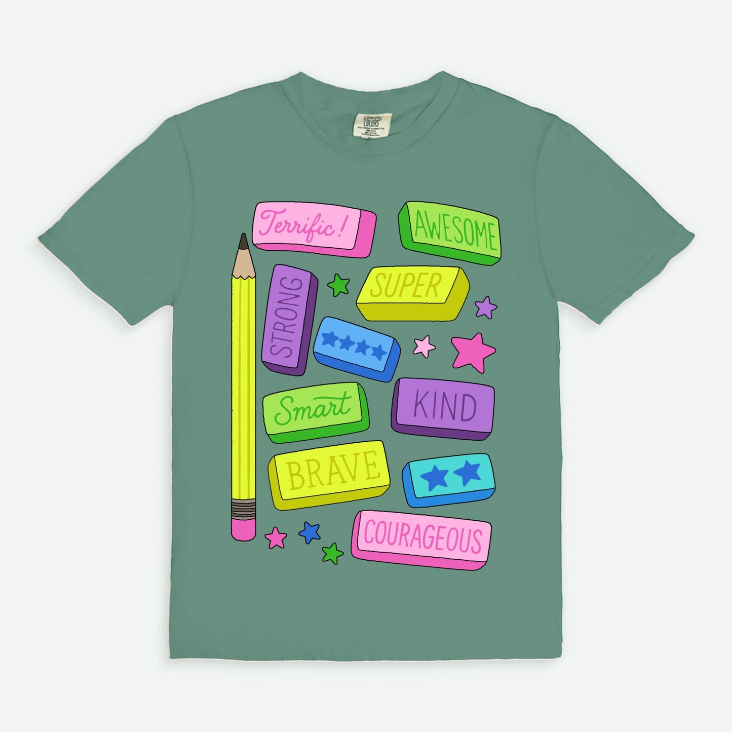 Positive Pencil Eraser Affirmations Graphic Tee