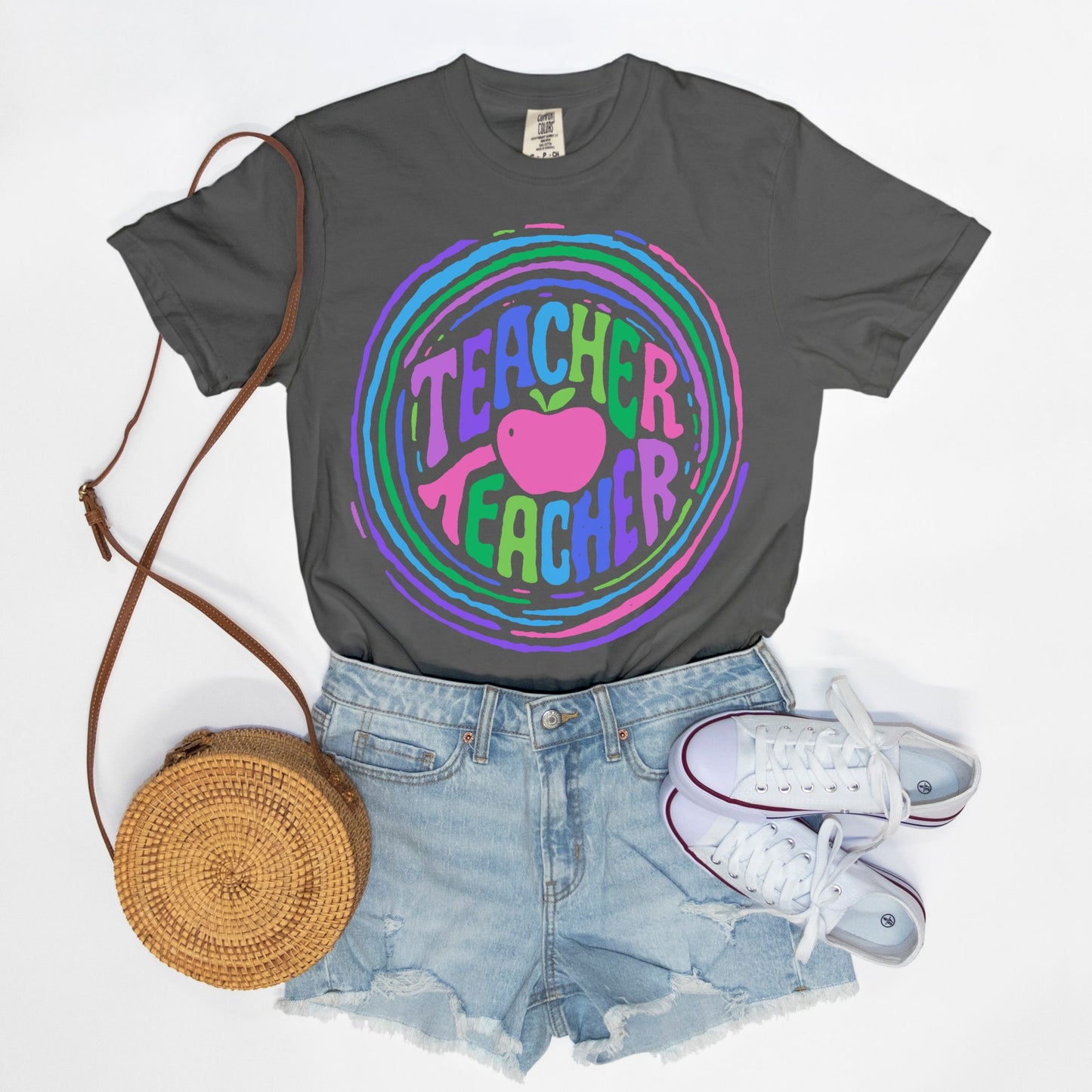 Teacher Teacher Ripple Graphic Tee (Brights)