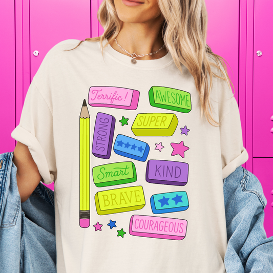 Positive Pencil Eraser Affirmations Graphic Tee