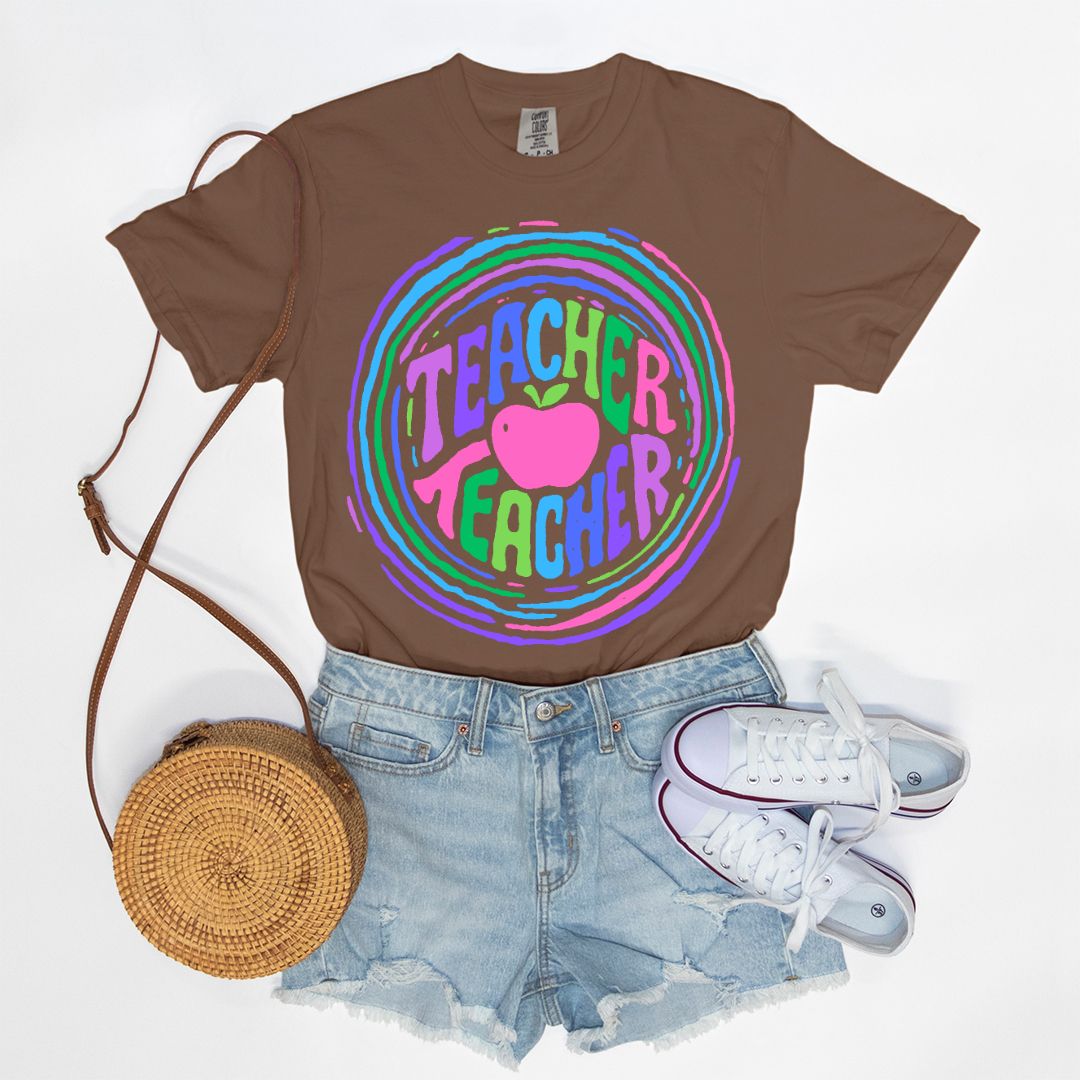Teacher Teacher Ripple Graphic Tee (Brights)