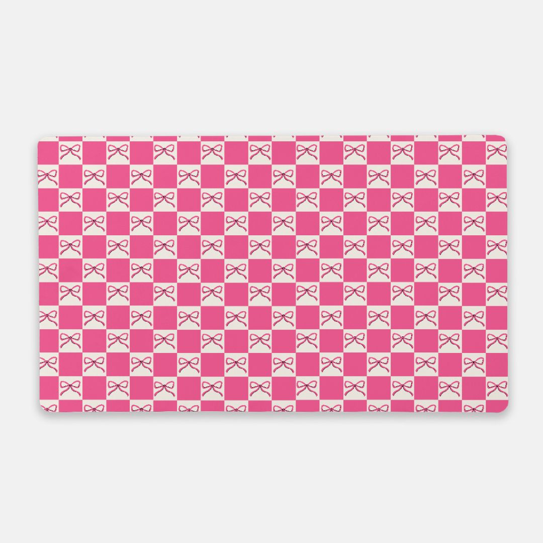 Checkered Bow Desk Mat