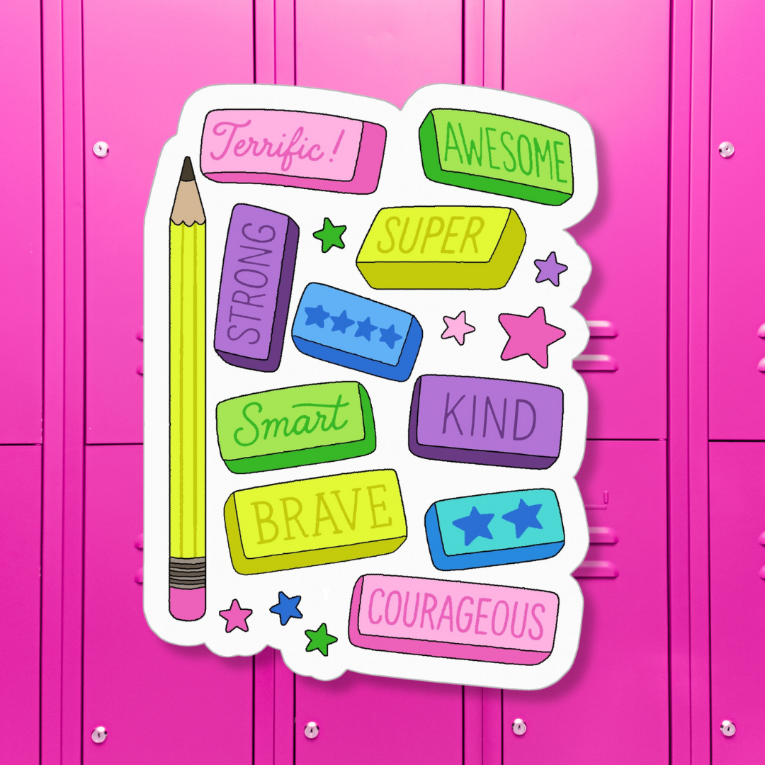 Positive Pencil Eraser Affirmations Sticker